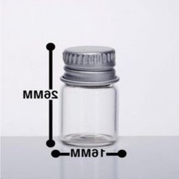 2ml 12x26x7MM Empty Jar Cosmetic Containers Glass Sample Bottle With Aluminium Cap Small Refillable Bottles Packaging Ouxsg