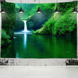 Tapestries Water Curtain Waterfall Tapestry Wall Hanging Landscape Hippie Art Home Decor