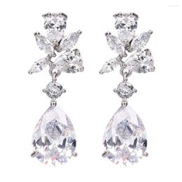 Stud Earrings Bettyue Charming Leaves Appearance Three Colour Waterdrop Earring Women Delicate Zirconia Elegant Dress-up In Wedding Party