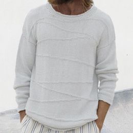 Men's Sweaters Vintage Design Sweater Knitting Long Sleeve Crew Neck Loose Jumper Autumn Casual Pure Colour Knit Tops Men Clothes 230814