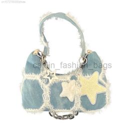 Shoulder Bags Retro Star Girl Y2k Women's Denim Bag Korean Fashion Shoulder Bag Harajuku Gothic Handbag Women's Casual Handbag 2023 New caitlin_fashion_bags