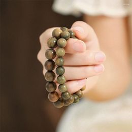 Strand Chinese Retro Green Sandalwood Buddha Beaded Bracelet Women Men Handmade DIY Bangles Hand Rope Jewelry Gift