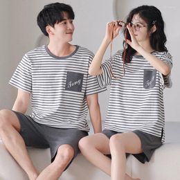 Men's Sleepwear 2023 Couple Pajamas Matching Sets Stripe Cotton Nightwear For Men And Women Casual Home Clothes Pjs Pyjamas Homme Femm