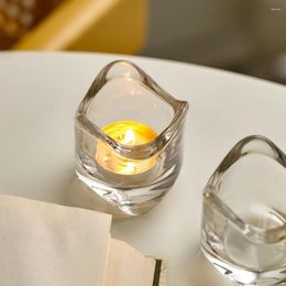 Candle Holders Creative Curved Cylindrical Holder Table Decoration & Accessories Transparent Glass Cup Modern Bedroom