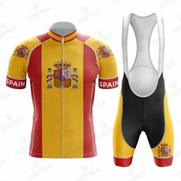 Cycling Jersey Sets Spain Team Cycling Jersey Set Men Cycling Clothing Road Bike Shirts Suit MTB Bicycle Bib Shorts Maillot De Ciclism 120