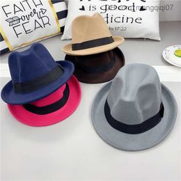 Caps Hats Classic Jazz Hat Adult Children's Autumn and Winter Felt Fedoras Top Jazz Straw Hat Parent Children's Hat British Style Chapeau Z230815