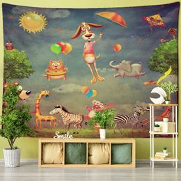 Tapestries Fawn Painting Tapestry Wall Hanging Animal Natural Scenery Hippie Aesthetics Room Home Decor