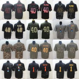 Mens 40 Pat Tillman Football Jersey 1 Kyler Murray Uniform Salute To Service USMC Goddess Hyphenation Shadow Smoke Flag Rainbow For Sport Fans Embroidery Team