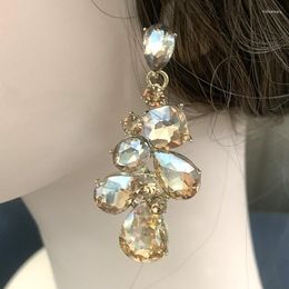 Dangle Earrings Luxury Big Crystal Drop Wedding Fashion Jewellery For Women Gift Champagne Colour