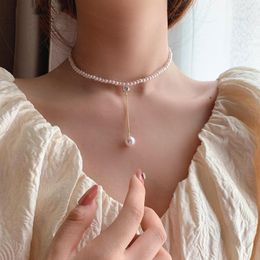 Chains Fashion Pearl Pendant Necklace For Women Female Elegant Chain Choker Neckchain Anniversary Gifts Jewelry Wholesale