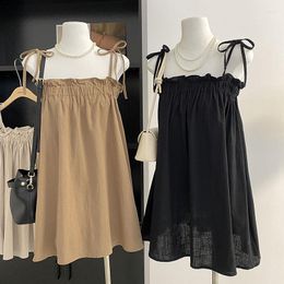 Abiti casual abito da donna vestito di colore solido pieghe estate top per donne 2023 a-line vestidos dimagranti dropship di moda coreana