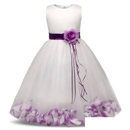 Girl'S Dresses Flower Girl Baby Wedding Dress Fairy Petals Childrens Clothing Party Kids Clothes Fancy Teenage Gown 4 6 8 10T 210727 Dhd7C