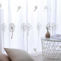Curtain White Dandelion Embroidered Sheer Curtains for Living Room Children Bedroom Tulle Window Curtain Blinds Draps Customise R230815