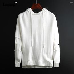 Men's Sweaters Plus Size Men Knitting Sweater Autumn Fashion Ripped Top Casual Pullovers Ruched Male Hoodies Sexy Mens Clothing 2023