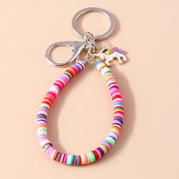 Keychains Coloful Beaded Bracelet Keychain Women Girl Key Rings Holder Wristlet Chains Gift For Handbag Pendants DIY Jewellery