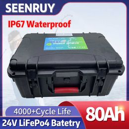 Waterproof Lifepo4 24v 80AH Battery BMS 8S for 2400W 2000W Inverter Fridge Electric Bike Tricycle RV AGV UPS + 10A Charger