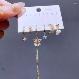 Hoop Earrings Luxury Original Designer 6pcs Crystal Star Hanging Ear Bone Cuff Women Modern Jewellery