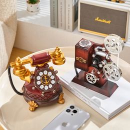 Decorative Objects Vintage Creative Retro Projector Music Box Living Room Decoration Home Classic Furniture Miniatures Table Accessories 230815