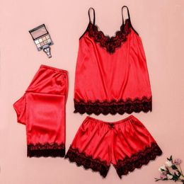 Women's Sleepwear European And American Lace Light Luxury Sexy Comfortable Pyjamas Simulated Silk Homewear