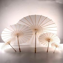 Decorative Figurines Vintage Chinese Paper Umbrellas For Wedding Decor White Mini Parasol Dance Props DIY Blank Painting Crafts Japanese