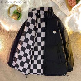 Men's Jackets Winter Women's Plain Apron Jacket Double Plaid Loose Extra Large Cotton Pads 2023 Winter Harajuku Thick Warm Coat Z230816