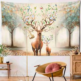 Tapestries Colourful Deer Tapestry Wall Hanging Style Multi-background Tapestry Interior Home Decor R230815
