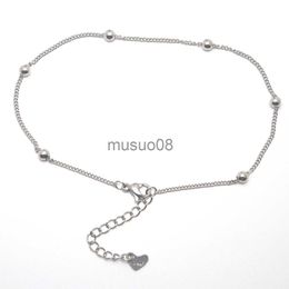 Anklets 304 Stainless Steel Anklet Silver Color Round Charm Anklet With A Bell Fashion Women Jewelry Gifts 23.5cm(9 2/8") long 1 Piece J230815