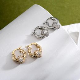 Hoop Earrings HECHENG Zircon Rhinestone Tassel Dangle For Women Hip Hop Gold Silver Color Party Fashion Jewelry