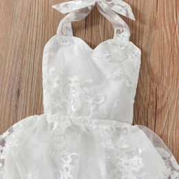 Girl's Dresses Infant Baby Girl Romper Dress Tie-Up Halter Neck Sleeveless Backless Clothing Summer Casual Newborn Girl Princess Jumpsuits