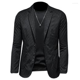 Men's Suits Two Buckles Jacket Mens Fashion Printing Casual Top Slim Fit Small Suit Coat Turn-down Collar Solid Blazer