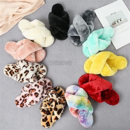 Slipper Kids Winter Girl Fluffy Slippers Open Toe Flat House Toddler Leopard Furry Indoor Slides Shoes 230815