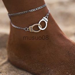 Anklets Delysia King Sexy Women Summer Handcuffs Anklet Trendy Double Layer Printing Freedom Ankle Chain J230815