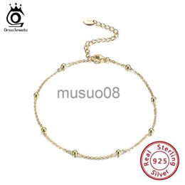 Anklets ORSA JEWELS Women Sterling Silver Anklet Summer Vation Jewellery 92.5% Silver Ball Beads Ankle Chain S925 cessories SA05 J230815