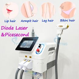 Portable 2 in 1 Multifunction Picosecond Laser Machine Tattoo Pigment Removal Q Switch 808nm Diode Suitable for All Skin Types Men Women Permanent Hair Removal