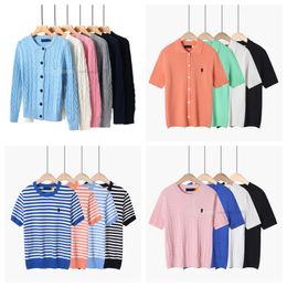 Designers Womens Tees Mulher Knits Manga Curta Ralph Bordado Polo Camiseta Knit Sweater Lauren Crewneck Sweater Top Hoodie Mulheres