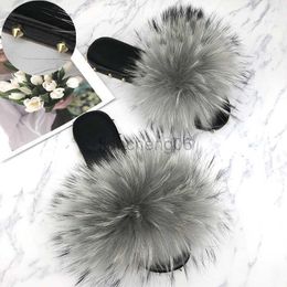 Slippers Fur Slippers Female Summer Casual Decoration Real Fur Fox Slides Slippers Women Flip Flops Flat Shoes Fashion 2021 X230519