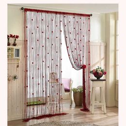 Curtain Flower Rose Romantic Pastoral Line Curtain Living Room Divider String Curtains Store Decoration