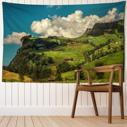 Tapestries Mountain Forest House Tapestry Wall Hanging Natural Scenery Art Simplicity Living Room Bedroom Home Decor