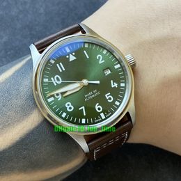 21 Styles Luxury Watches 328205 Mark Xvii 40mm Stainless Steel Automatic Mechanical Mens Watch Green Dial Leather Strap Gents Wristwatches