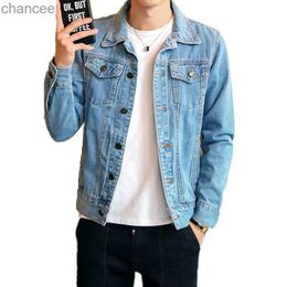 Hot 2023 Fashion Mens Denim Jackets Slim Fit Mens Jeans Jacket Cotton Outwear Coat Long Sleeve Hole Male Clothing Size M-4XL HKD230815