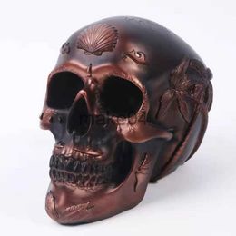 Novelty Items Human Head Skull Statue for Home Decor Resin Piggy Bank Figurines Halloween Decoration Sculpture Crafts Ornaments J230815