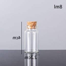 8ML 22X40X125MM Small Mini Clear Glass bottles Jars with Cork Stoppers/ Message Weddings Wish Jewellery Party Favours Kvcbm