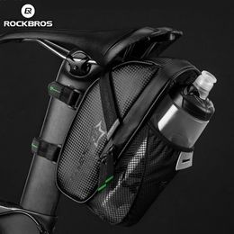 Panniers Bags ROCKBROS Rainproof Nylon Bike Saddle Bag MTB Bike Rear Front Bag Outdoor Cycling Mountain Bike Back Seat Tail Pouch Package 230814