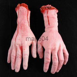 Novelty Items 1Pcs Horror Fake Latex Life Size Arm Hand Life Like Scary Arm Cut Off Hand Bloody Scary Halloween Prop Haunted Party Decoration J230815