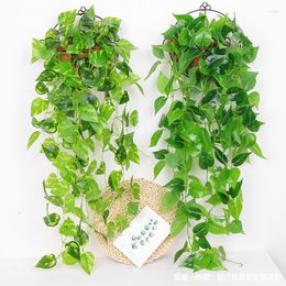 Decorative Flowers Green Plant Artificial Flower Decor Simulation Ivy Wall Hanging Basket Fake Home Party Supplies