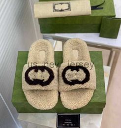 Slippers Designers Wool Slippers Women Trendy Woolskin Solid Colour Embroidery Slides Winter Soft Luxury Plush Fur Oran Sheep Sandals Rubber J230815