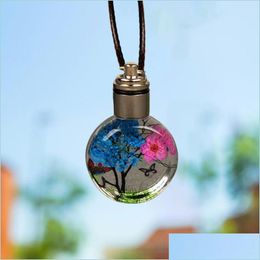 Interior Decorations Car Craft Decoration Pendant Ornaments Dried Flower Butterfly Glass Ball Swing Pendantinterior Drop Delivery Mobi Dhucg