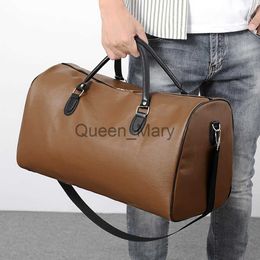 Duffel Bags GNWXY Soft Handle Business Travel Bags Large Capacity Horizontal Square Type Digging Bag Leather Weekend Handbag Dripshipping J230815