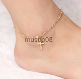 Anklets Vintage Corss Pendant Stainless Steel Anklets for Women Anklet Foot Gold Color Anklet Brelet Leg Chain Jewelry for Women Gift J230815