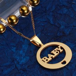 Pendant Necklaces Stainless Steel Round Baby Necklace Love Heart Trendy Chain Jewellery